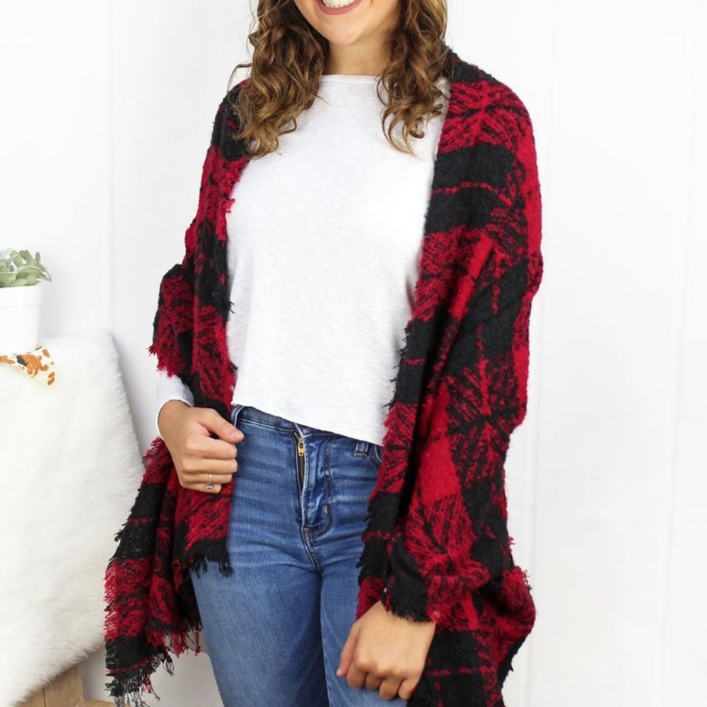 💜 New Plaid Long Bias Scarf - Picture 1 of 5